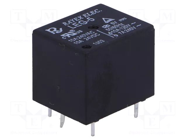 Relay: electromagnetic; SPDT; Ucoil: 5VDC; Icontacts max: 10A; LEG Recoy/RAYEX ELECTRONICS LEG-5