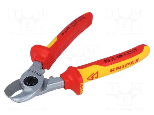 Cutters; insulated; Pliers len: 165mm; 50mm2; Øcable: 15mm; 1kVAC KNIPEX KNP.9516165