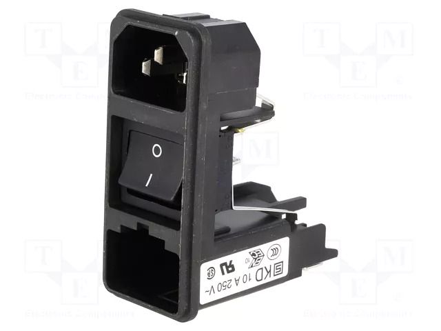 Connector: AC supply; socket; male; 10A; 250VAC; C14 (E); KD SCHURTER KD14.1101.105
