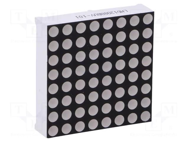 Display: LED; matrix; 8x8; yellow; 91mcd; anode; 32x32mm WENRUN LMD12088BUY-101