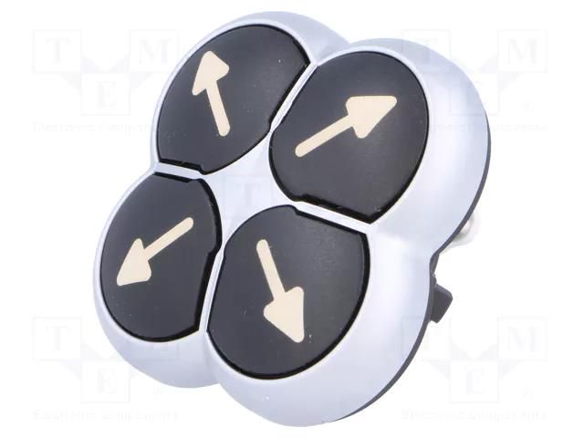 Switch: 4-position; 22mm; Stabl.pos: 1; black; none; IP66; flat EATON ELECTRIC M22-DI4-S-X7