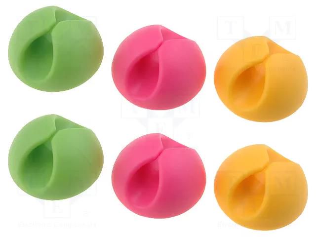 Holder; pink,green,yellow; Mounting: self-adhesive; 6pcs. LOGILINK PC-KAB0010