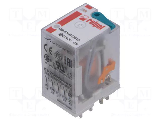Relay: electromagnetic; 4PDT; Ucoil: 220VDC; Icontacts max: 6A RELPOL R4N2014231220WT