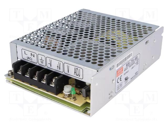 Power supply: switching; for building in,modular; 75W; 48VDC MEAN WELL RS-75-48
