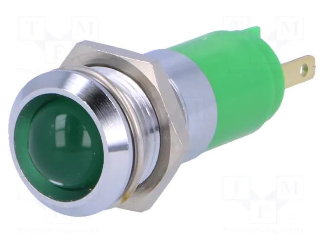 Indicator: LED; recessed; green; 24÷28VDC; Ø14.2mm; IP67; metal SIGNAL-CONSTRUCT SMBD14224