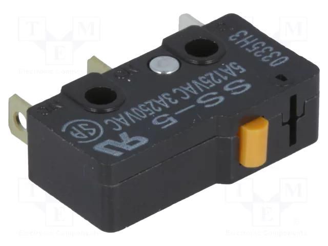 Microswitch SNAP ACTION; 5A/125VAC; without lever; SPDT; ON-(ON) OMRON Electronic Components SS-5