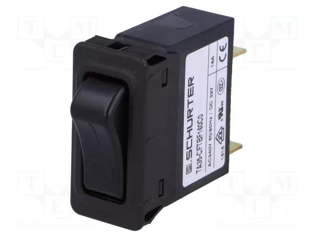 Circuit breaker; Urated: 240VAC; 60VDC; 16A; SPST; Poles: 1; SNAP-IN SCHURTER TA35-CFTBF160C0
