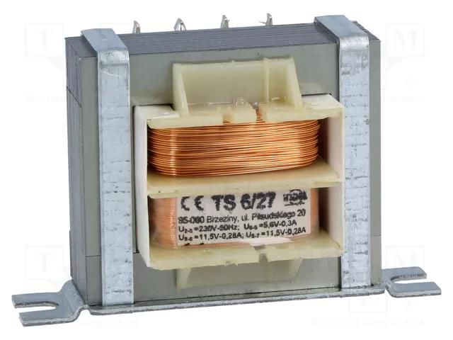Transformer: mains; 6VA; 230VAC; 11.5V; 11.5V; 5.6V; 280mA; 280mA INDEL TS6/27