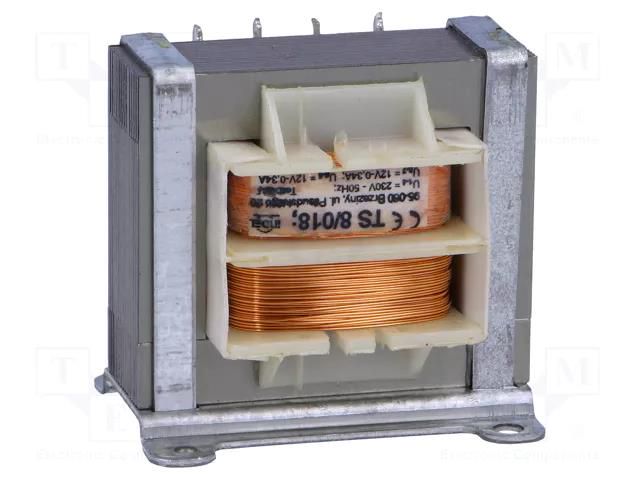 Transformer: mains; 8VA; 230VAC; 12V; 12V; 340mA; 340mA; screw type INDEL TS8/018