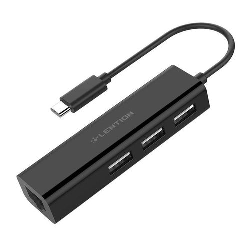 Lention Hub USB-C to 3x USB 2.0 + Ethernet Adapter (black), Lention "CB-UC-USB2.0- HUB-B