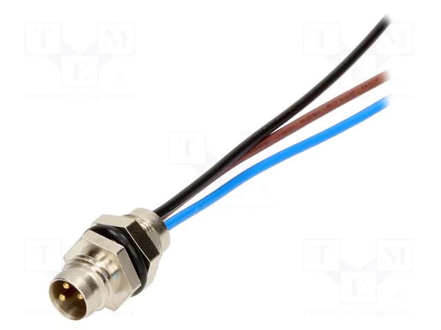 Connector: M8; male; PIN: 3; 3A; 60V; IP67; Nano-Change; with leads MOLEX MX-120031-0004
