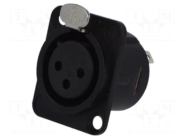 Connector: XLR; socket; female; PIN: 3; with push button; soldering NEUTRIK NTR-NC3FDLB1