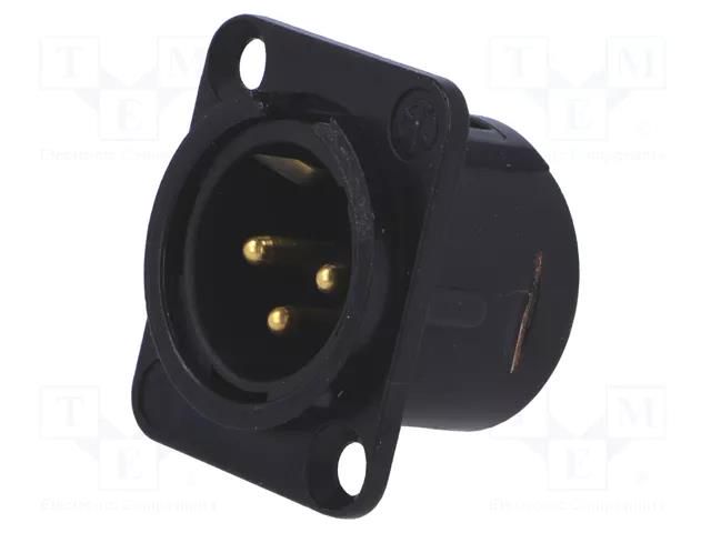 Connector: XLR; socket; male; PIN: 3; soldering; black; 16A; 2.5mm2 NEUTRIK NTR-NC3MDL1B