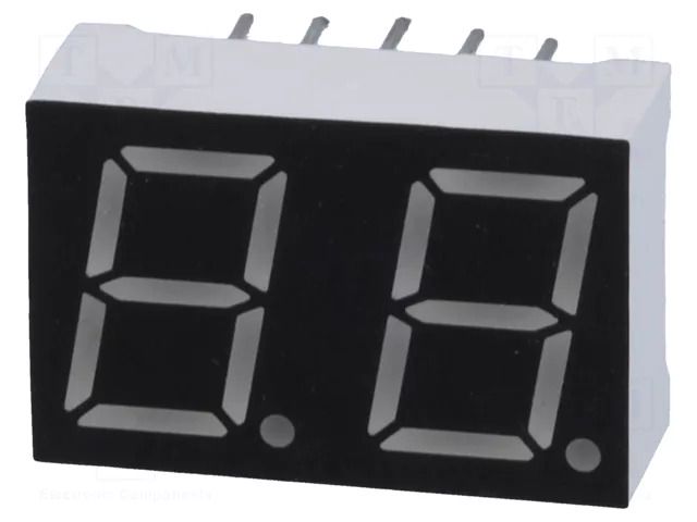 Display: LED; 7-segment; 10mm; 0.39"; No.char: 2; red; 30mcd; anode OPTO Plus LED OPD-D3910LE-BW