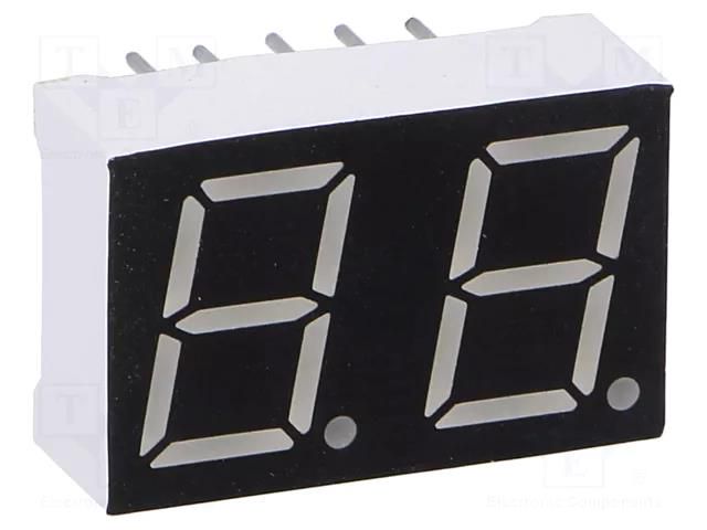 Display: LED; 7-segment; 10mm; 0.39"; No.char: 2; red; 30mcd; cathode OPTO Plus LED OPD-D3911LR-BW