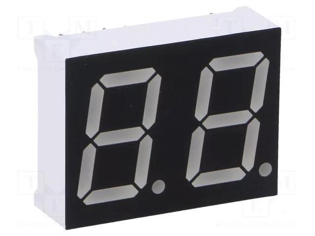 Display: LED; 7-segment; 14.2mm; 0.56"; No.char: 2; amber; 60mcd OPTO Plus LED OPD-D5630LA-BW