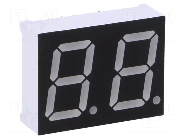 Display: LED; 7-segment; 14.2mm; 0.56"; No.char: 2; blue; 80mcd OPTO Plus LED OPD-D5630LB-BW