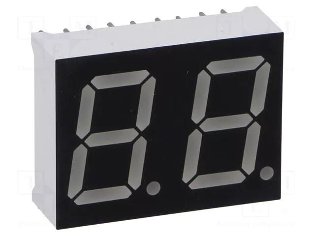 Display: LED; 7-segment; 14.2mm; 0.56"; No.char: 2; red; 35mcd OPTO Plus LED OPD-D5631LR-BW