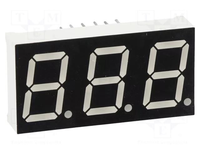 Display: LED; 7-segment; 14.2mm; 0.56"; No.char: 3; green; 160mcd OPTO Plus LED OPD-T5621UPG-BW