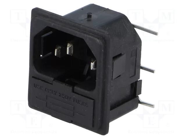 Connector: AC supply; socket; male; 10A; 250VAC; C14 (E); IEC 60320 BULGIN PF0011/10/PC