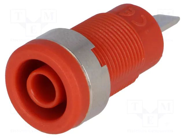 Connector: 4mm banana; socket; 1kV; 36A; red; nickel plated; 32mm ELECTRO-PJP PJP3274-I-R