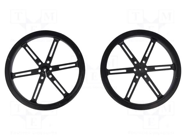 Wheel; black; Shaft: D spring; push-in; Ø: 90mm; Shaft dia: 3mm POLOLU POLOLU-1435