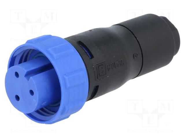 Connector: circular; plug; female; PIN: 3; 250V; w/o contacts; IP68 BULGIN PX0410/03S/4550