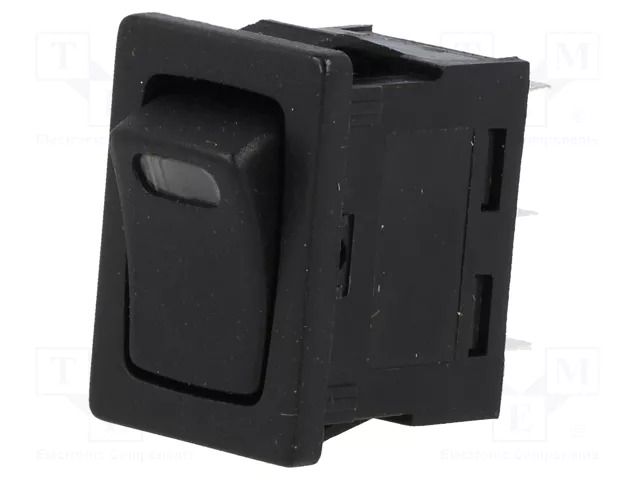 ROCKER; SPST; Pos: 2; OFF-(ON); 16A/12VDC; black; LED,point; 12V SCI RS1366LBBRL32