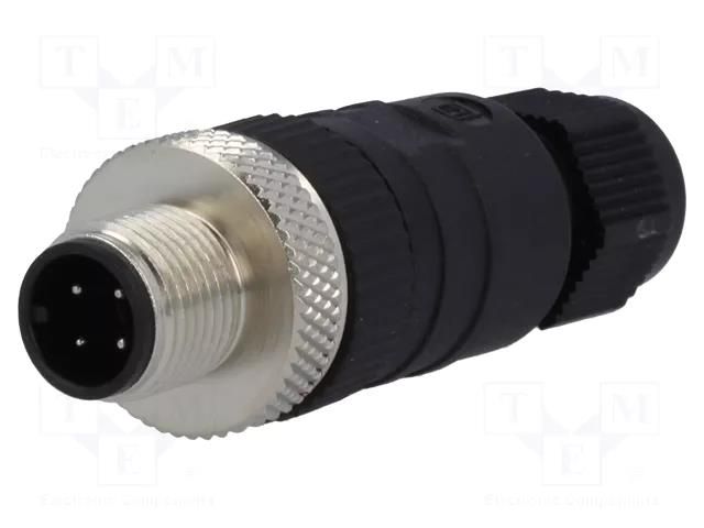 Connector: M12; plug; PIN: 4; male; straight; IP67; screw terminal LUMBERG AUTOMATION RSC4/7