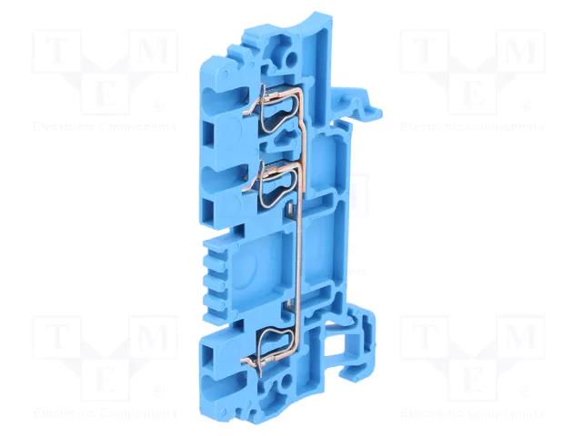 Splice terminal: rail; 1.5mm2; ways: 1; terminals: 3; blue; wemid WEIDMÜLLER ZDU1.5/3AN/BL