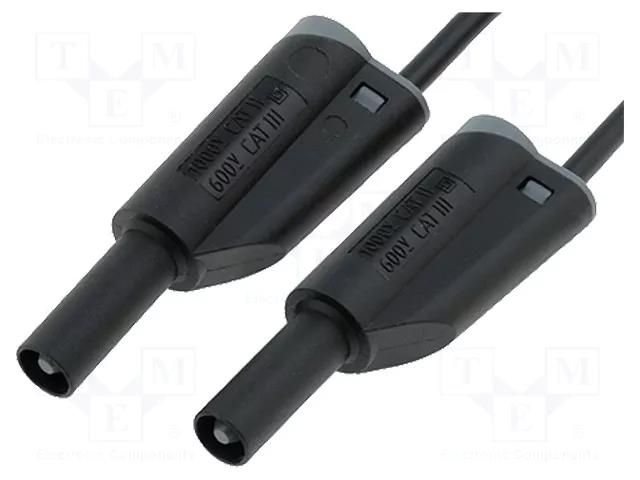 Test lead; 20A; banana plug 4mm,both sides; Len: 0.25m; black ELECTRO-PJP PJ2612-25-B
