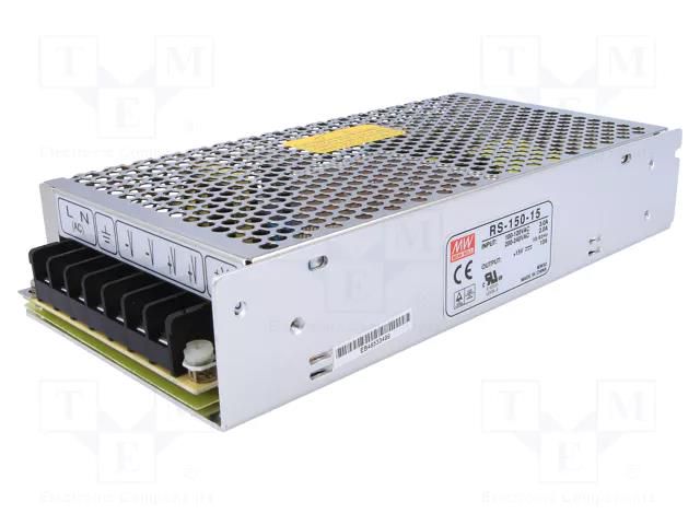 Power supply: switching; for building in,modular; 150W; 15VDC MEAN WELL RS-150-15