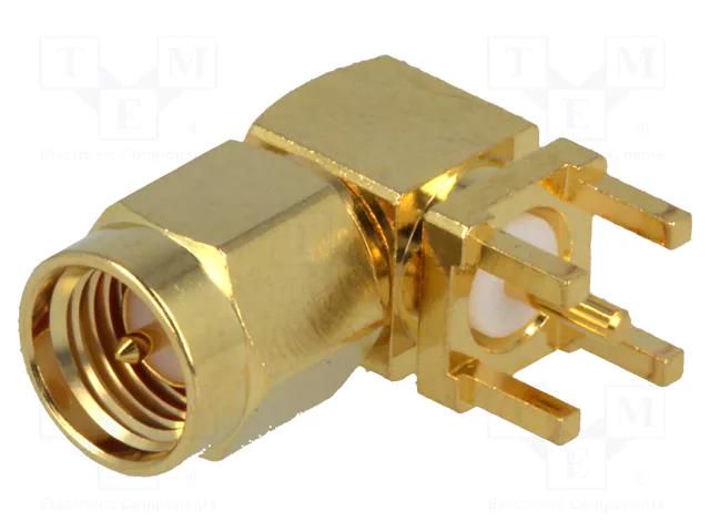 Connector: SMA; socket; male; angled 90°; THT; gold-plated NINIGI SMA-14