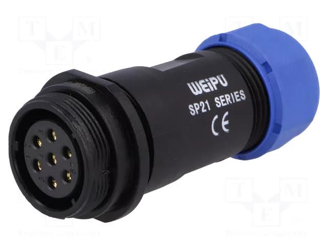 Plug; SP21; female; PIN: 7; IP68; 7÷12mm; 15A; soldering; for cable WEIPU SP2111/S7