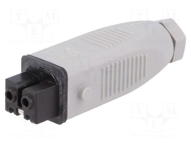 Connector: rectangular; ST; plug; female; PIN: 2; tinned; IP54; 16A HIRSCHMANN STAK-200