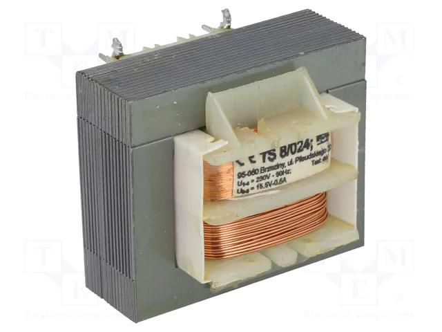 Transformer: mains; 8VA; 230VAC; 15.5V; 500mA; screw type; IP00 INDEL TS8/024