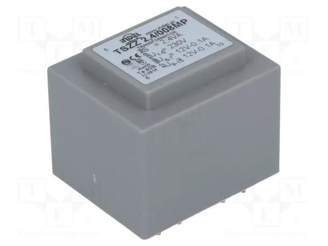 Transformer: encapsulated; 2.4VA; 230VAC; 12V; 12V; 100mA; 100mA INDEL TSZZ2.4/2X12V