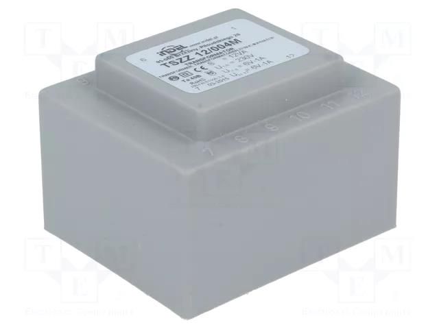 Transformer: encapsulated; 12VA; 230VAC; 6V; 6V; 1A; 1A; PCB; IP00 INDEL TSZZ10/2X6V
