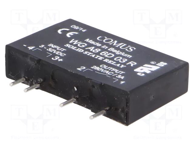 Relay: solid state; Ucntrl: 3÷32VDC; 3A; 48÷280VAC; WGA8; 1-phase COMUS WGA8-6D03R