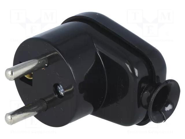 Connector: AC supply; male; plug; 2P+PE; 230VAC; 16A; black; PIN: 3 PLASTROL WT-16/BK