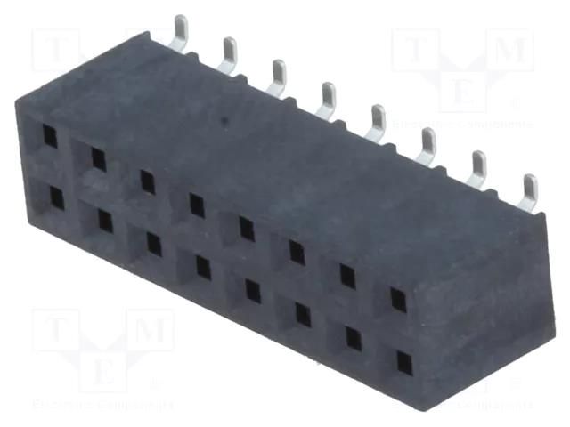 Connector: pin strips; socket; female; PIN: 16; vertical; SMT; 2x8 NINIGI ZL264-16DG