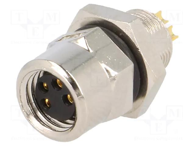 Connector: M8; female; PIN: 4; for panel mounting,rear side nut AMPHENOL LTW 8-04PFFS-SH7001