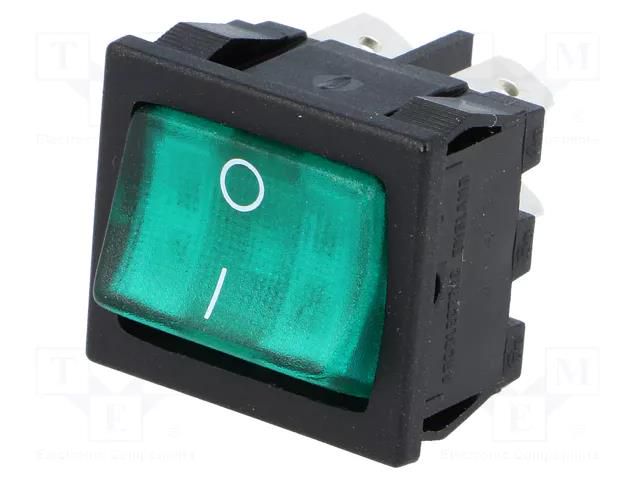 ROCKER; DPST; Pos: 2; ON-OFF; 10A/250VAC; 10A/28VDC; green; 8650 BULGIN AE-H8653VBNBP