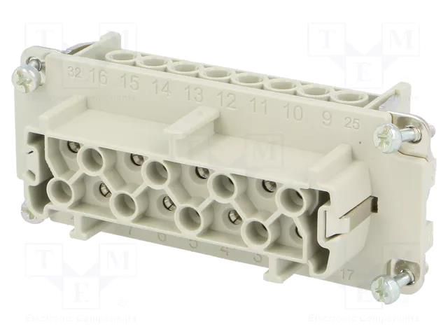 Connector: HDC; contact insert; female; 19A; 400V; PIN: 16; 16+PE AMPHENOL C146-10B0161021