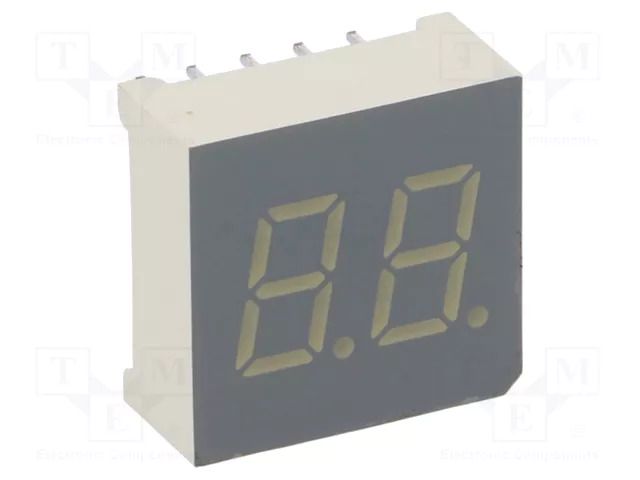 Display: LED; 7-segment; 7.6mm; 0.3"; No.char: 2; green; 1.4÷4.4mcd KINGBRIGHT ELECTRONIC DA03-12GWA