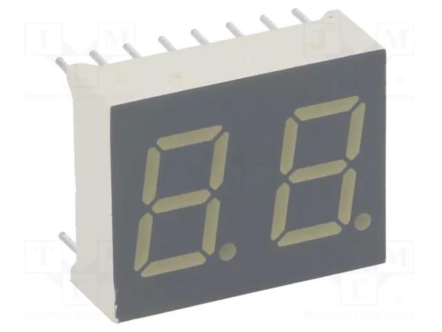 Display: LED; 7-segment; 10mm; 0.4"; No.char: 2; red; 1.9÷4.7mcd KINGBRIGHT ELECTRONIC DA04-11EWA