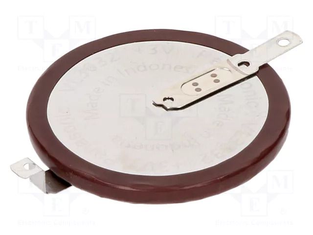 Re-battery: Li; VL3032; 3V; 100mAh; soldering lugs; Ø30x3.8mm PANASONIC VL-3032/F2N