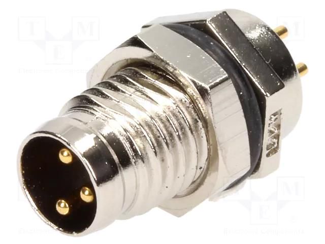 Connector: M8; male; PIN: 3; for panel mounting,front side nut AMPHENOL LTW 8-03PMMP-SF7001