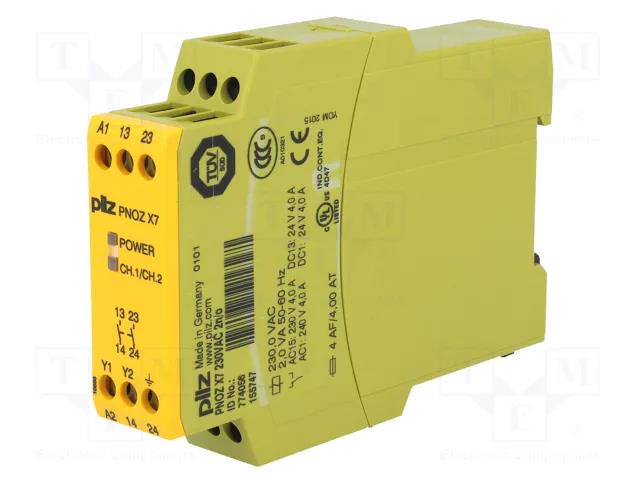 Module: safety relay; Usup: 230VAC; Contacts: NO x2; IN: 1; OUT: 2 PILZ 774056