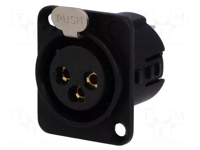 Connector: XLR; socket; female; 15A; 50V; PIN: 3; straight; soldering DELTRON 724-0300